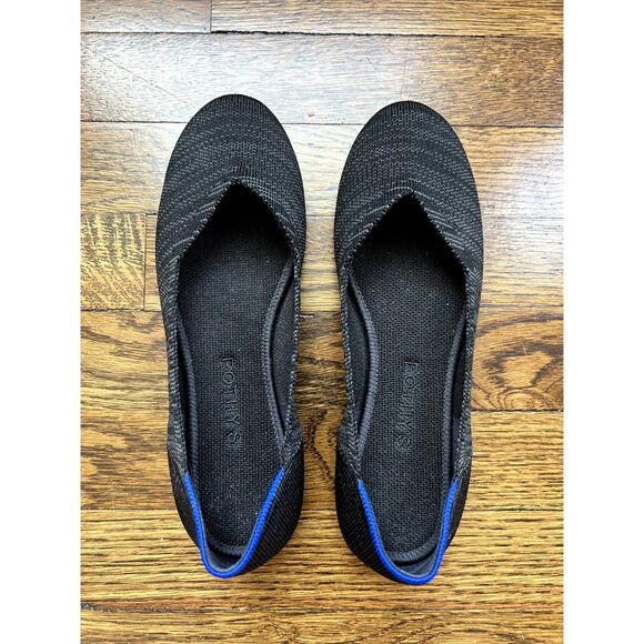 Rothy's The Flat Women's Lattice Stitch Ballet Flats Grey Black Size 7.5 - Picture 2 of 9